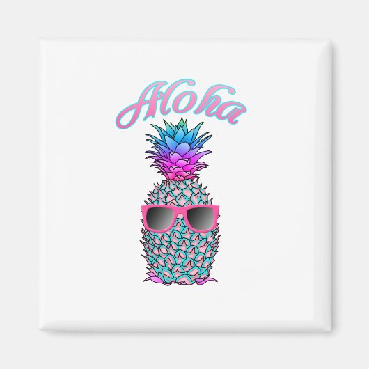 Colorful Pineapple Hawaiian Aloha Magneet (Voorkant)