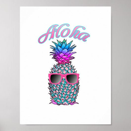 Colorful Pineapple Hawaiian Aloha Poster (Voorkant)