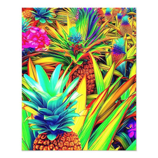 COLORFUL PINEAPPLE  PATTERNS  FOTO AFDRUK (Voorkant)