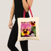 Colorful Pink and Yellow Pansy Flower Tote Bag (Voorkant (product))