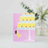 Colorful Pink Baby Girl Birthday Cake Feestdagenkaart (Staand voorkant)