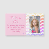 Colorful Pink Birthday Dank je Kinder meisjesfoto (Voorkant)