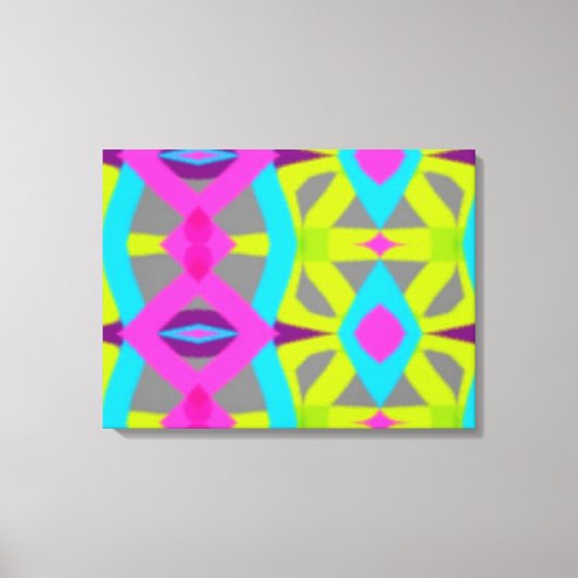 Colorful Pink Blue Lime Green Pattern Abstract Canvas Afdruk (Voorkant)
