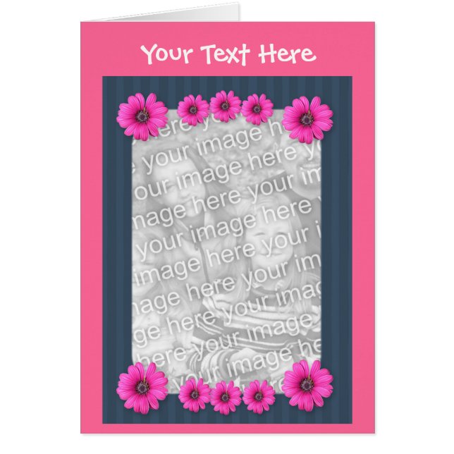 Colorful Pink Daisy Flowers Fotokaart (Voorkant)