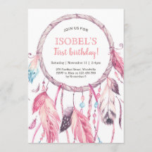 Colorful Pink Dream Catcher Birthday Uitnodiging