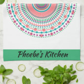 Colorful Pink en Green Pastel Mandala Theedoek (Gevouwen)