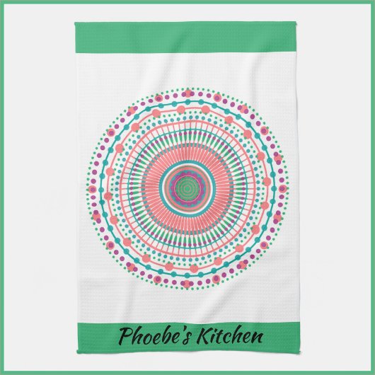 Colorful Pink en Green Pastel Mandala Theedoek