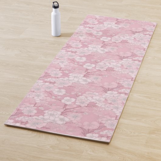 Colorful Pink Floral Cherry Blossom Pattern  Yogamat (In situ)