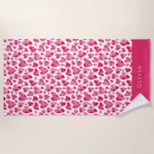 Colorful Pink Heart Pattern Gepersonaliseerd Strandlaken (Voorkant)