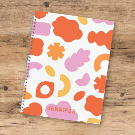 Colorful Pink Oranje Organic Shapes Pattern w/Name Notitieboek