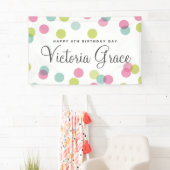 Colorful Pink Pastel Confetti Stippen Verjaardag Spandoek (Insitu)
