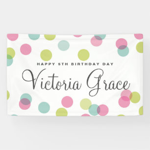 Colorful Pink Pastel Confetti Stippen Verjaardag Spandoek