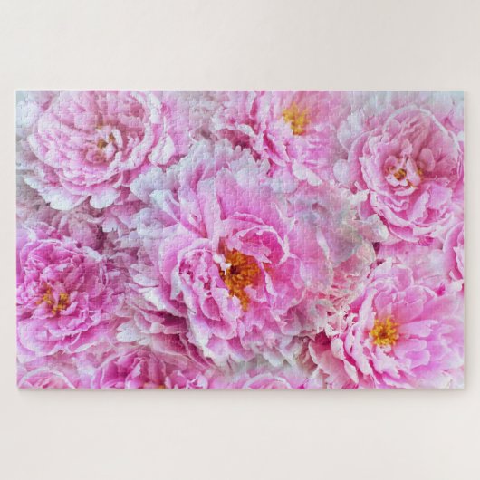 Colorful Pink Peonies Floral Botanical Flowers Legpuzzel (Horizontaal)