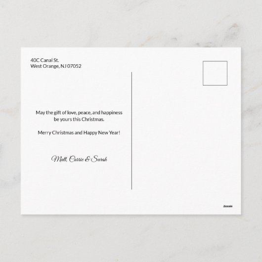 Colorful Pink Poinsettias en Pine Photo Feestdagenkaart (Achterkant)