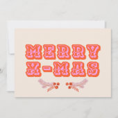 Colorful Pink + Red Merry X-Mas Flat Holiday Kaart (Voorkant)