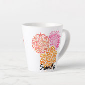 Colorful Pink Red Sinaasappel Floral Mandalas Latte Mok (Rechterhoek)