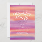 Colorful Pink Sunset Birthday Party Invite Kaart (Voorkant)