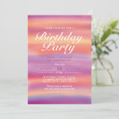 Colorful Pink Sunset Birthday Party Invite Kaart (Staand voorkant)