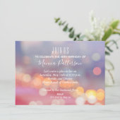 Colorful Pink to Blue Bokeh Birthday Invitations (Staand voorkant)