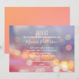 Colorful Pink to Blue Bokeh Birthday Invitations
