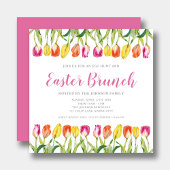 Colorful Pink Tulip Easter Brunch Kaart