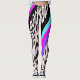 Colorful Pink Zebra Animal Print Leggings