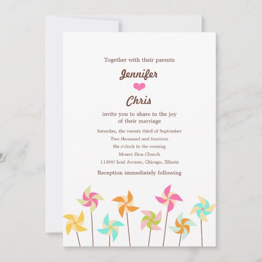 Colorful Pinrad ThMED Wedding Kaart (Voorkant)