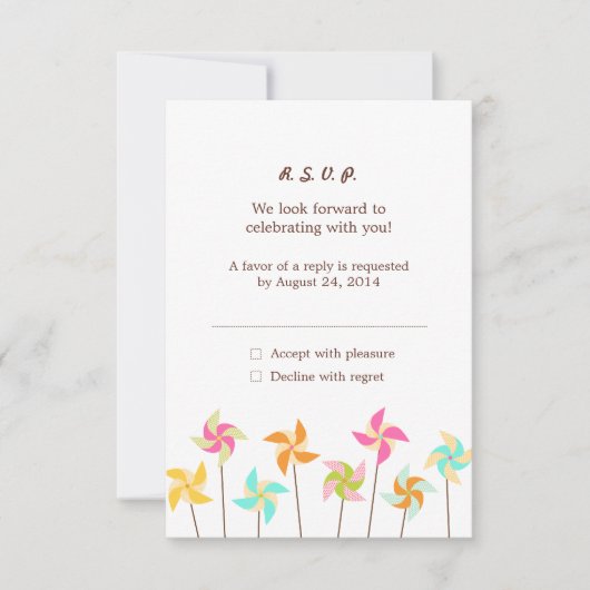 Colorful Pinrad ThMED Wedding RSVP Kaartje (Voorkant)