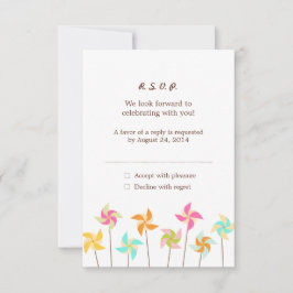 Colorful Pinrad ThMED Wedding RSVP Kaartje