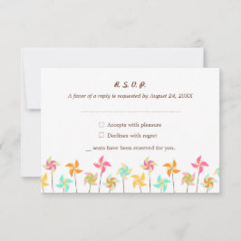 Colorful Pinrad ThMED Wedding RSVP Kaartje