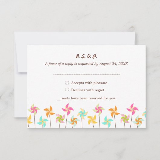Colorful Pinrad ThMED Wedding RSVP Kaartje (Voorkant)