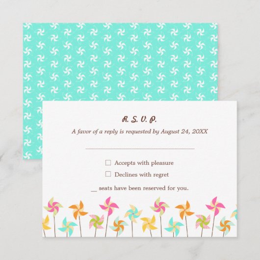 Colorful Pinrad ThMED Wedding RSVP Kaartje (Voorkant / Achterkant)
