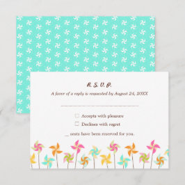 Colorful Pinrad ThMED Wedding RSVP Kaartje