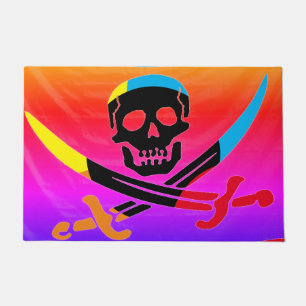 Colorful Pirate Skull Deurmat