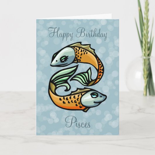 Colorful Pisces Fish on Blue Birthday Kaart (Voorkant)