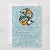 Colorful Pisces Fish on Blue Birthday Party Kaart (Achterkant)