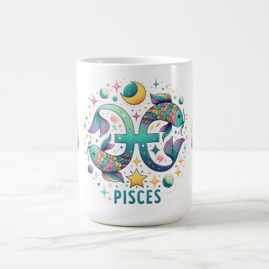 Colorful Pisces Zodiac Fish Astrology Koffiemok (Center)
