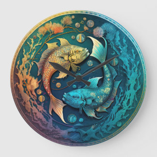 Colorful Pisces Zodiac Hanging Wall Clock Grote Klok