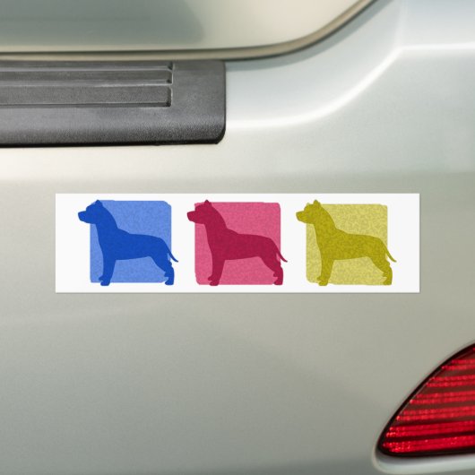 Colorful Pit Bull Silhouettes Bumpersticker (Op auto)