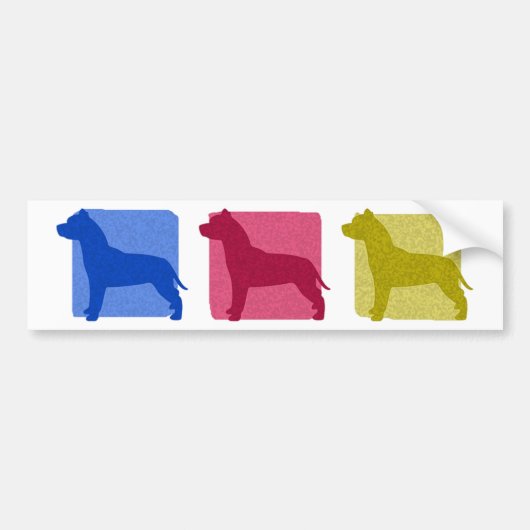 Colorful Pit Bull Silhouettes Bumpersticker (Voorkant)