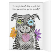 Colorful Pitbull Dog Thank You Greeting Card (Binnen (Links))