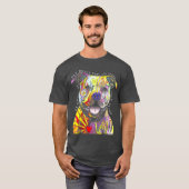 Colorful Pitbull Terrier Hondenliefhebber Pap Mam  T-shirt (Voorkant volledig)