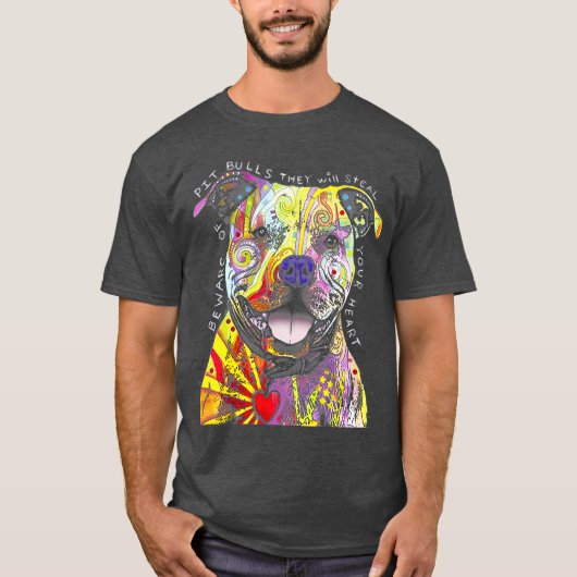 Colorful Pitbull Terrier Hondenliefhebber Pap Mam  T-shirt (Voorkant)