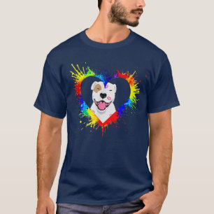Colorful Pitbull Terrier Hondenliefhebber Pap Mam, T-shirt