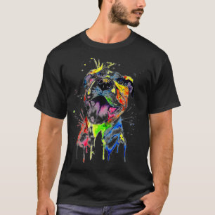 Colorful Pitbull Terrier Hondenliefhebber Pap Mam  T-shirt