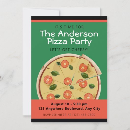 Colorful Pizza Party Kaart (Voorkant)