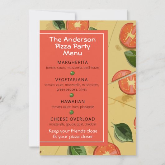 Colorful Pizza Party Kaart (Achterkant)
