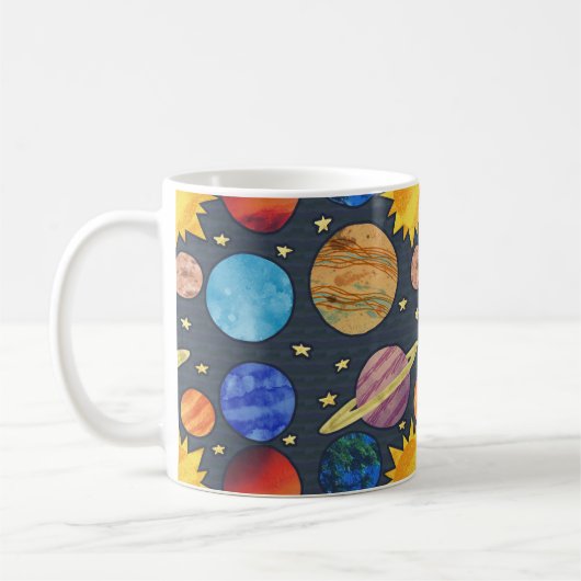 Colorful Planets Space Koffiemok (Links)
