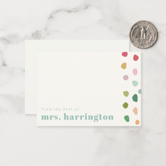 Colorful playful Teacher Flat Note Card Notitiekaartje (Voorkant / Achterkant in situ)