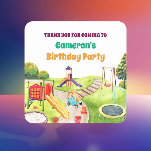 Colorful Playground Birthday Party  Vierkante Sticker